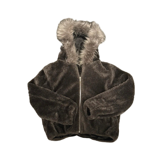 Fleece Lined Faux Fur Hoodie Jacket