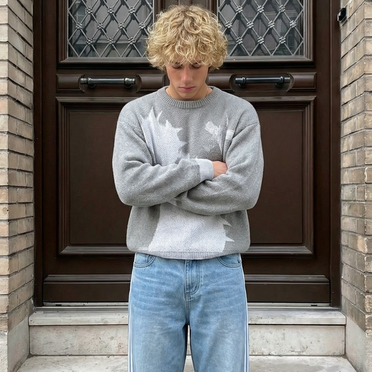 Relaxed Fit "Fading Shadows" Graphic Knit