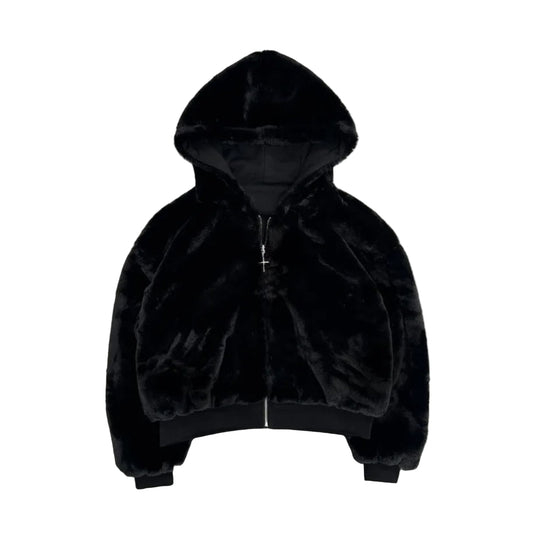 Relaxed Fit Reversible Leopard Hoodie Zip-Up