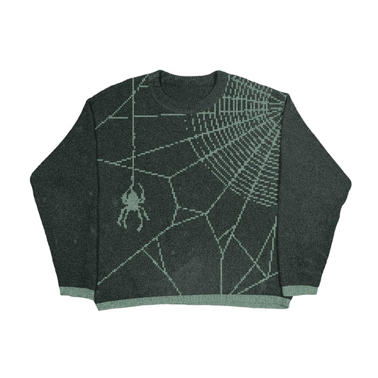 Relaxed Fit "Lime Webs" Graphic Knit
