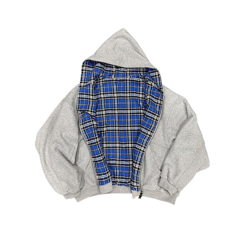 Reversible Relaxed Fit Plaid Hoodie