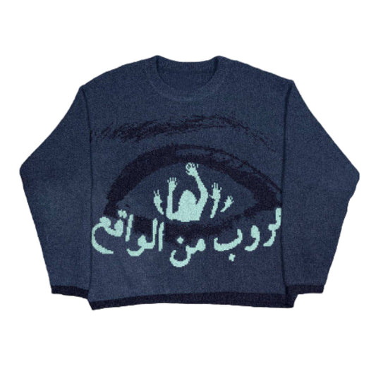 Relaxed Fit "Forgotten Eyes" Knit Sweater