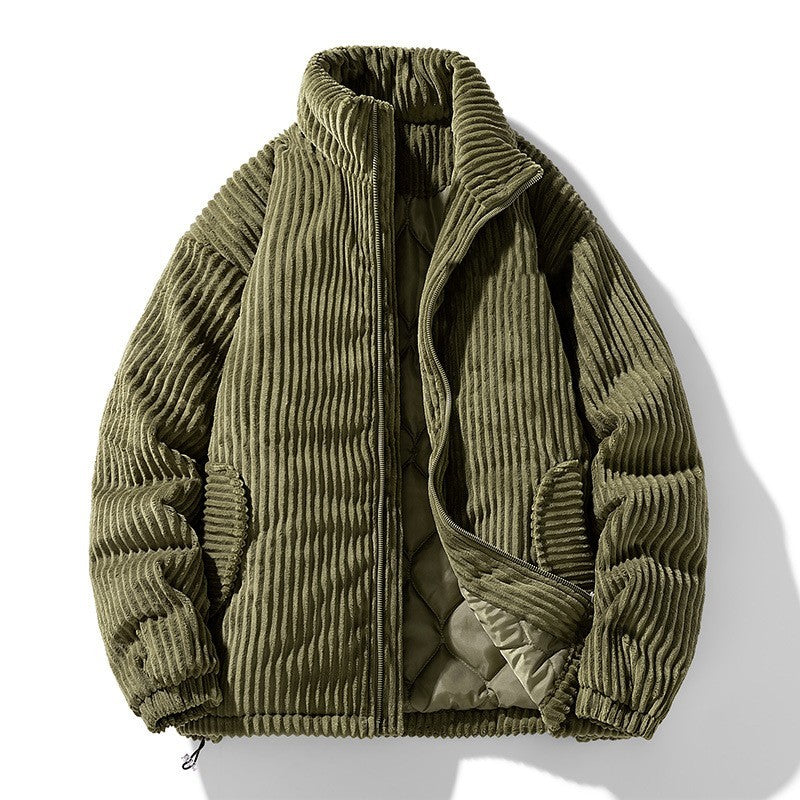 Relaxed Fit Corduroy Multicolor Puffer Jacket