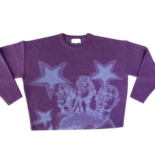Relaxed Fit "STAR" Knit Sweater
