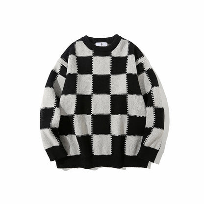 Relaxed Fit "Checkered" Knit Sweater