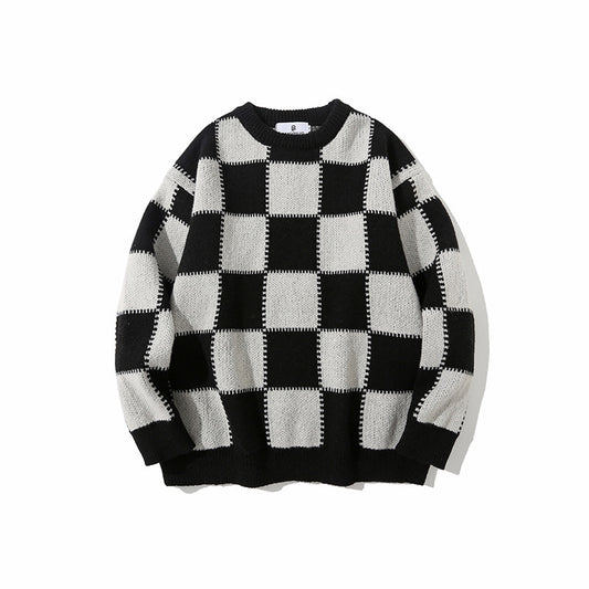 Relaxed Fit "Checkered" Knit Sweater