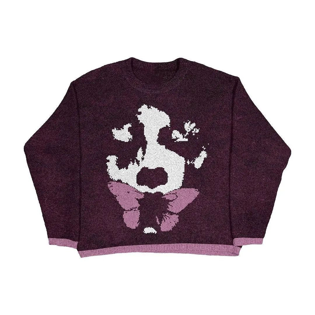 Relaxed Fit "Butterfly" Graphic Knit