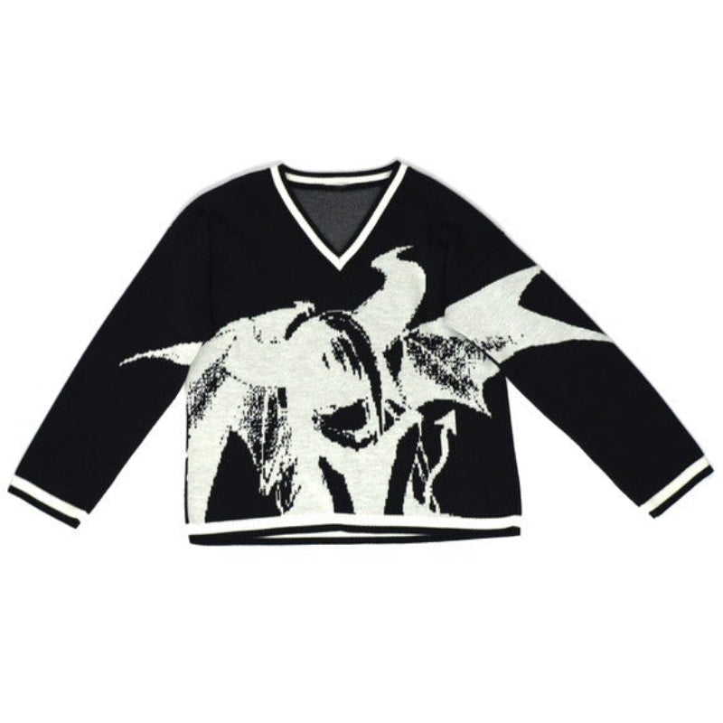 Boxy Fit "Horns" Knit Sweater