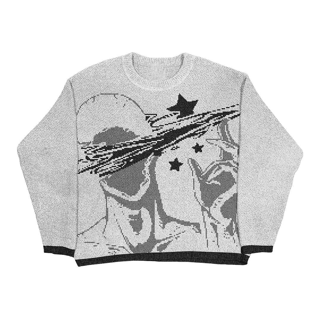 Relaxed Fit "Silver Stars" Graphic Knit