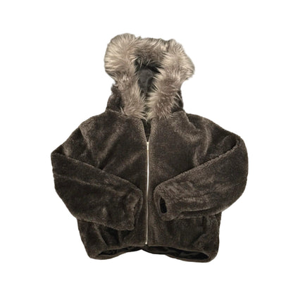 Fleece Lined Faux Fur Hoodie Jacket