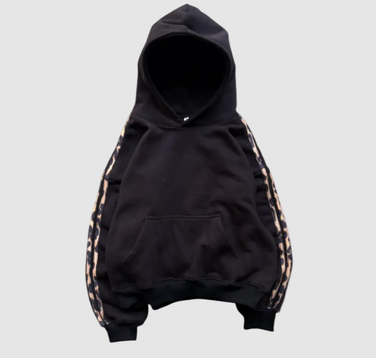Cheeta Print Striped Pullover Hoodie