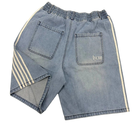 Loose Stretch Fit "Striped" Denim Shorts