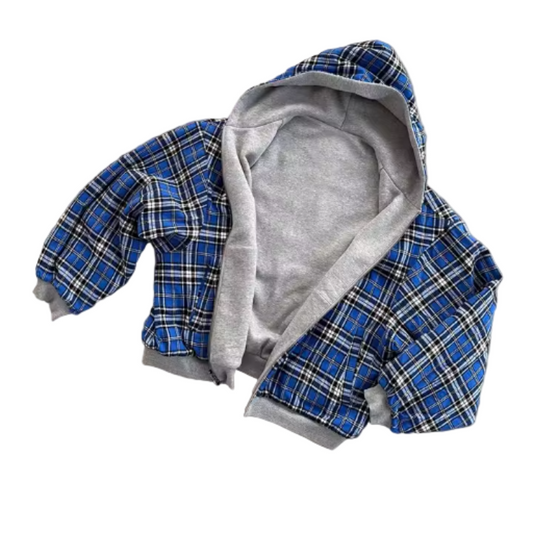 Reversible Relaxed Fit Plaid Hoodie
