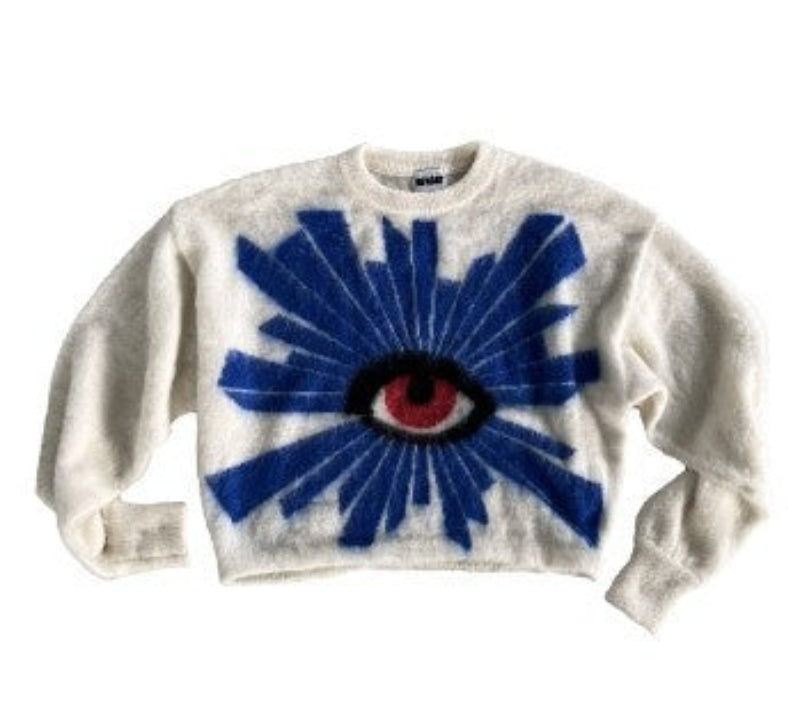 Boxy Fit "Eye" Knit Sweater