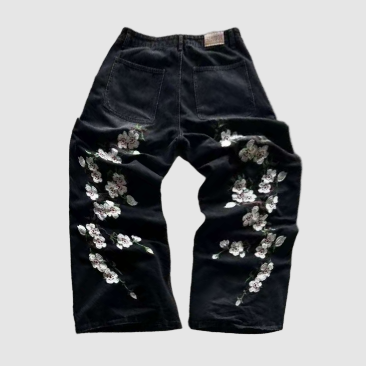 Japanese "Cherry Blossom" Embroidered Jeans