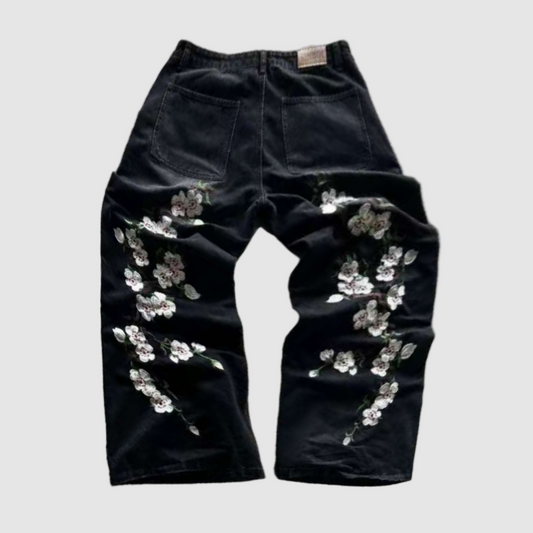Japanese "Cherry Blossom" Embroidered Jeans