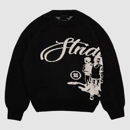 Retro Graphic Knit Sweater