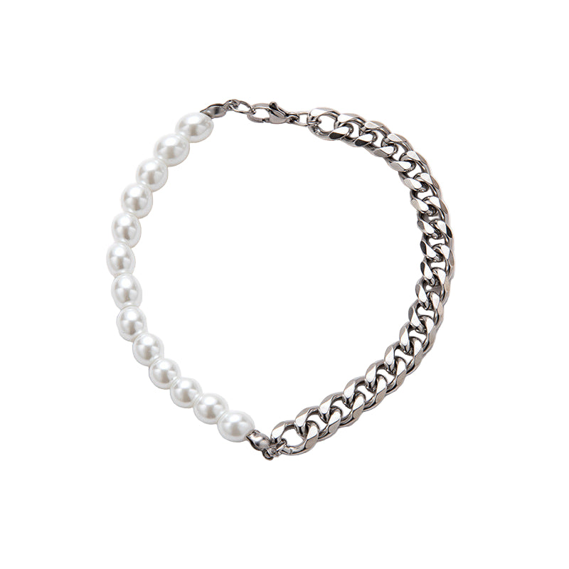 Half Pearl & Chain Bracelet
