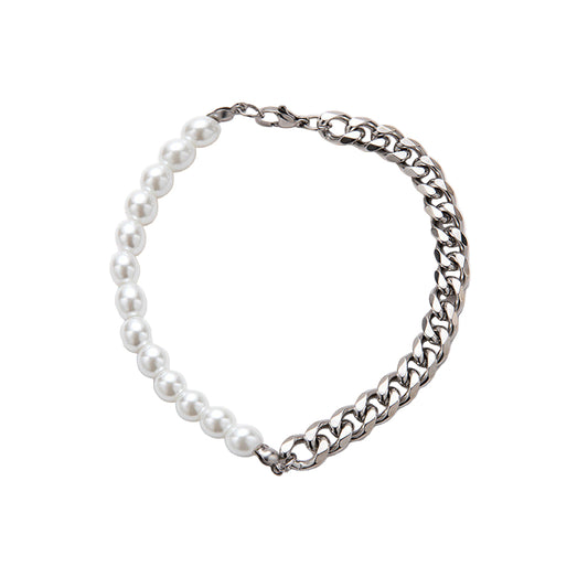 Half Pearl & Chain Bracelet