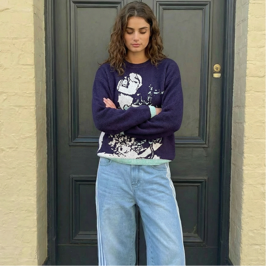 Relaxed Fit "Release" Graphic Knit