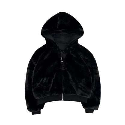 Relaxed Fit Reversible Leopard Hoodie Zip-Up