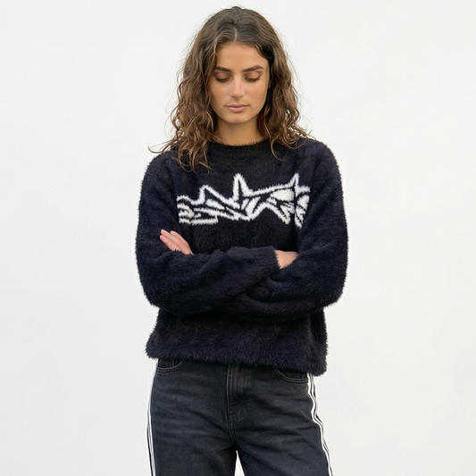 Relaxed Fit "Graffiti" Vintage Style Knit